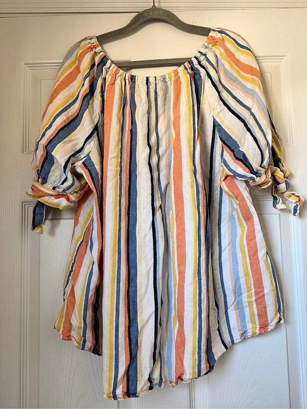 Cato EST. 1946 Striped Linen Rayon Blouse Size Medium